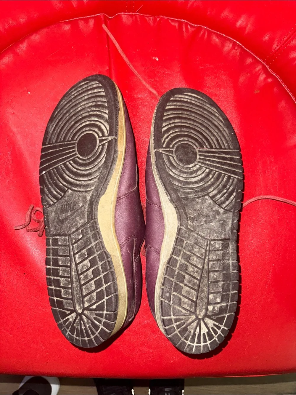 Nike Men's Leather Boat Shoes in Plum with Red Laces